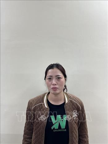 Bị can Đỗ Thị Mai, sinh năm 1985; nơi ở hiện nay: thị trấn Vĩnh Tường, huyện Vĩnh Tường, Vĩnh Phúc; nghề nghiệp: Kế toán trưởng Công ty CP Tập đoàn Phúc Sơn. Ảnh: TTXVN phát

