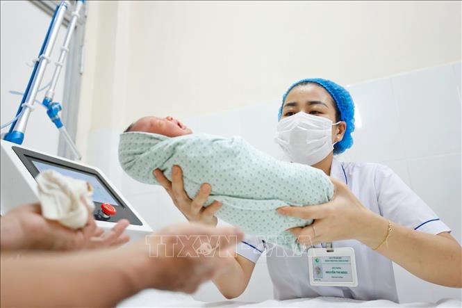 Khoa Sản thường A3 (Bệnh viện Phụ sản Hà Nội) tiếp nhận điều trị và chăm sóc các sản phụ sau đẻ theo đúng quy định chuyên môn kỹ thuật, đảm bảo an toàn cho mẹ và bé. Ảnh: Minh Quyết - TTXVN