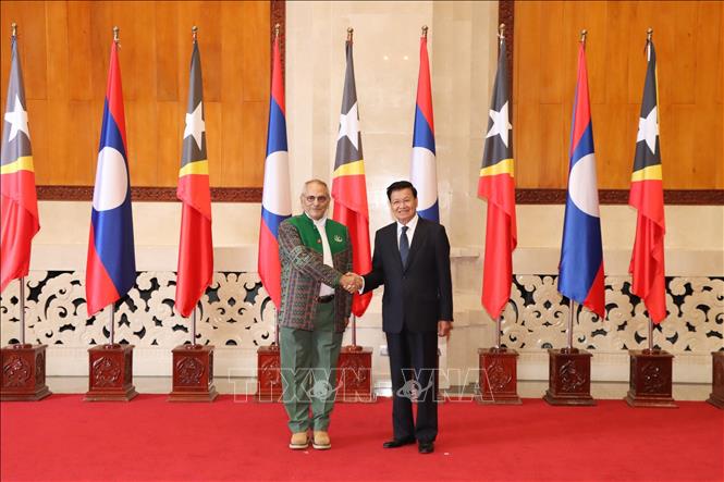 Tổng Bí thư, Chủ tịch nước Lào Thongloun Sisoulit (phải) và Tổng thống Timor Leste Jose Ramos Horta. Ảnh: TTXVN phát