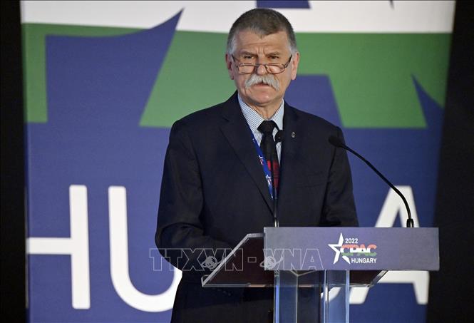 (Tư liệu) Chủ tịch Quốc hội Hungary Laszlo Kover phát biểu tại một hội nghị ở Budapest, ngày 20/5/2022. Ảnh: AFP/TTXVN