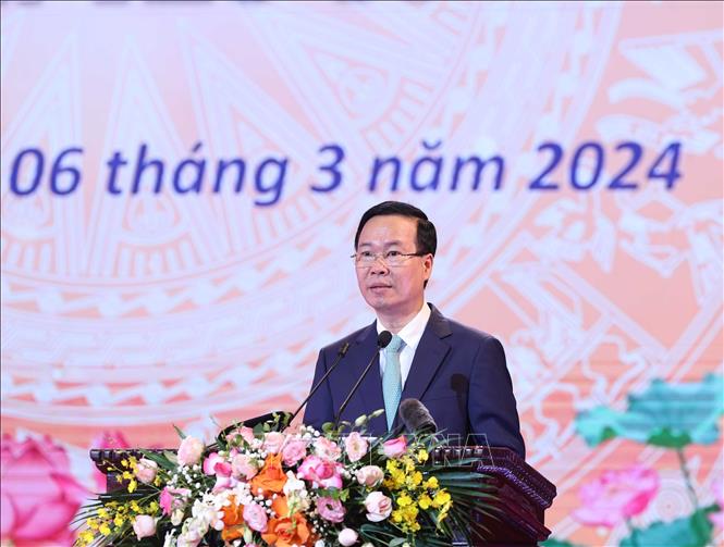 Chủ tịch nước Võ Văn Thưởng phát biểu. Ảnh: Thống Nhất – TTXVN
