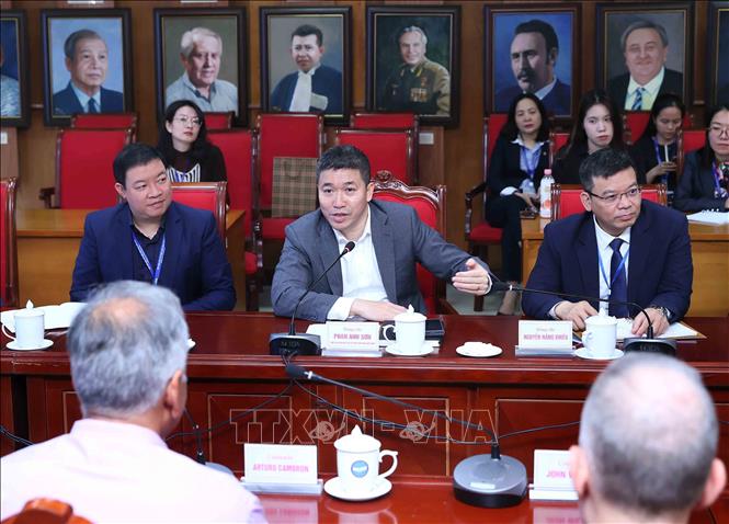 VUFO President Phan Anh Son speaks at the meeting. VNA Photo: An Đăng