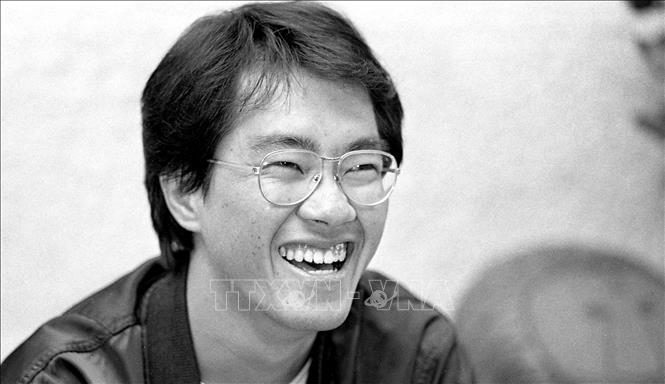 This black and white photo taken in May 1982 shows Japanese manga artist Akira Toriyama, whose death was announced on March 8, 2024. The creator of Japan's hugely popular and influential 