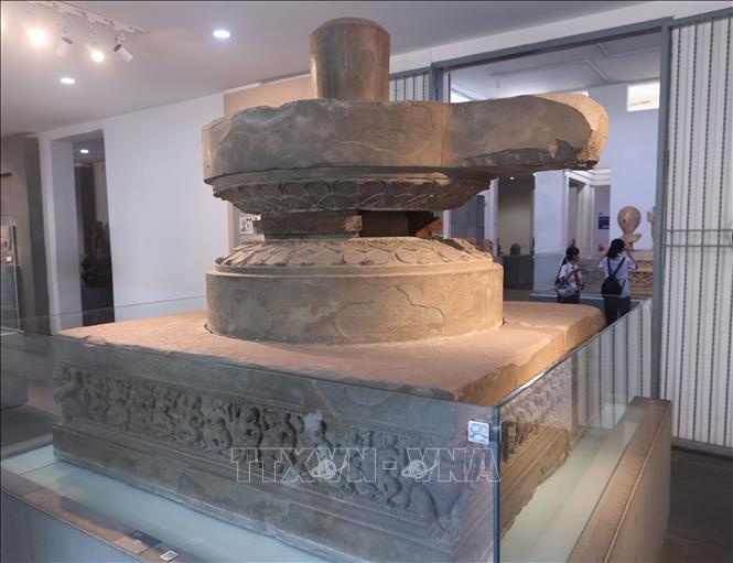 The Tra Kieu Pedestal, consisting of a base decorated with friezes in bas relief, an ablutionary cistern and a massive lingam, is regarded as one of the masterpieces of Cham art. VNA Photo: Trần Lê Lâm 