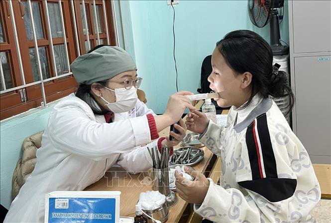 Khám, tư vấn sức khỏe học đường cho thanh thiếu nhi tại Chương trình. Ảnh: Anh Tuấn – TTXVN