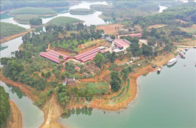 Toàn cảnh Cơ sở cai nghiện ma túy tỉnh Yên Bái nằm trên ốc đảo giữa lòng hồ Thác Bà, huyện Yên Bình. Cách duy nhất để tới đây là đi bằng thuyền. Ảnh: Tuấn Anh - TTXVN 