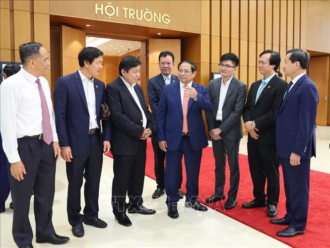 Thủ tướng Phạm Minh Chính với các đại biểu dự hội nghị. Ảnh: Dương Giang-TTXVN