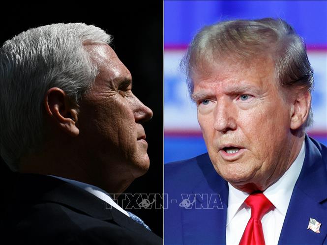 Cựu Tổng thống Mỹ Donald Trump (phải) và cựu Phó Tổng thống Mỹ Mike Pence. Ảnh: AFP/TTXVN