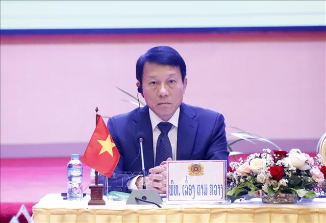 Thượng tướng Lương Tam Quang, Thứ trưởng Bộ Công an Việt Nam tại Hội nghị. Ảnh: Phạm Kiên - PV TTXVN tại Lào