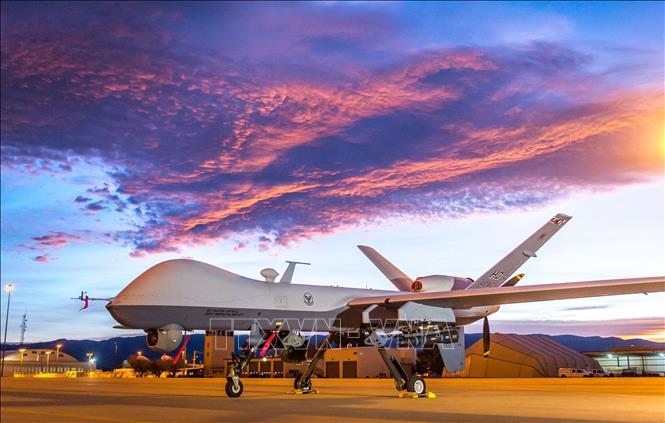 (Tư liệu) Máy bay không người lái (UAV) MQ-9 Reaper tại căn cứ không quân Holloman, New Mexico, Mỹ. Ảnh: AFP/TTXVN