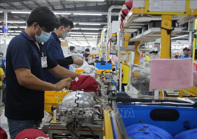 Hoạt động tại nhà xưởng của Công Ty TNHH Unipax Vị Thanh. Ảnh: Nguyễn Hằng - TTXVN