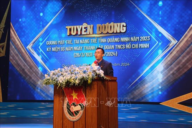 Phó Bí thư Thường trực Tỉnh đoàn Quảng Ninh Nguyễn Thế Minh phát biểu khai mạc. Ảnh: Thanh Vân-TTXVN 