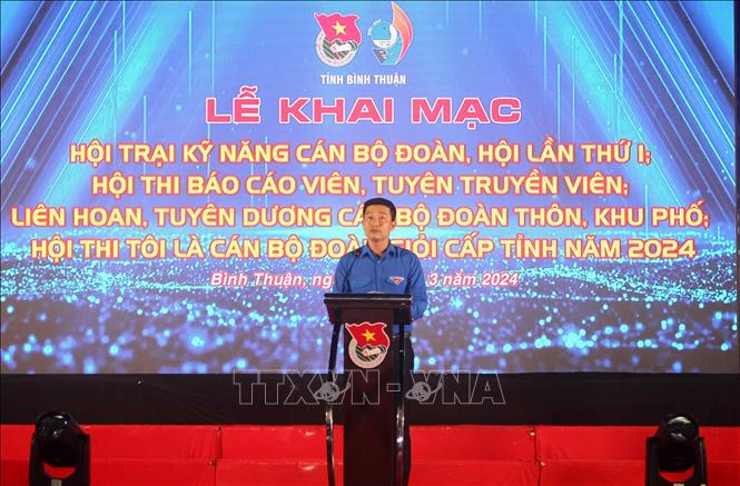 Phó Bí thư Tỉnh đoàn Bình Thuận Thái Thành Bi phát biểu. Ảnh: Hồng Hiếu - TTXVN