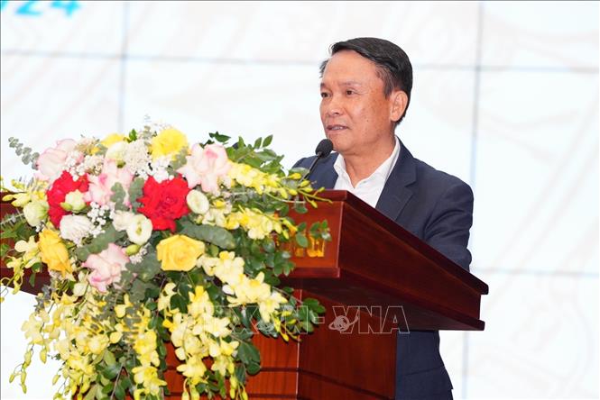 Phó Chủ tịch Thường trực Hội Nhà báo Việt Nam Nguyễn Đức Lợi phát biểu tại Lễ khai trương. Ảnh: TTXVN phát
