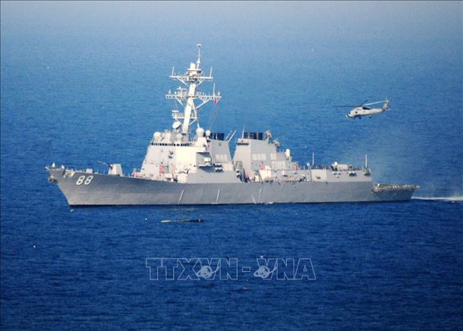 (Tư liệu) Tàu khu trục USS Preble của Hải quân Mỹ. Ảnh: AFP/TTXVN