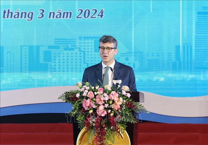 Ông Jonathan Wallace Baker, Trưởng đại diện Tổ chức Giáo dục, Khoa học và Văn hóa của Liên hợp quốc tại Việt Nam phát biểu tại buổi lễ. Ảnh: Thu Hương - TTXVN