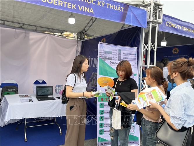Mỗi đơn vị tham gia có ít nhất một gian hàng để thực hiện các hoạt động. Ảnh: Đỗ Huyền - TTXVN