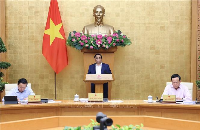 Thủ tướng Phạm Minh Chính chủ trì phiên họp Chính phủ thường kỳ tháng 3/2024 và Hội nghị Chính phủ với địa phương. Ảnh: Dương Giang-TTXVN
