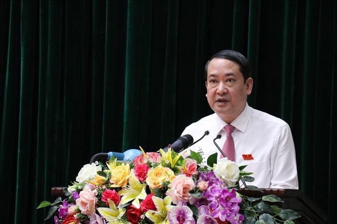 Phó Bí thư Thường trực Tỉnh ủy, Chủ tịch HĐND tỉnh Ninh Bình Mai Văn Tuất khai mạc kỳ họp. Ảnh: Đức Phương - TTXVN
