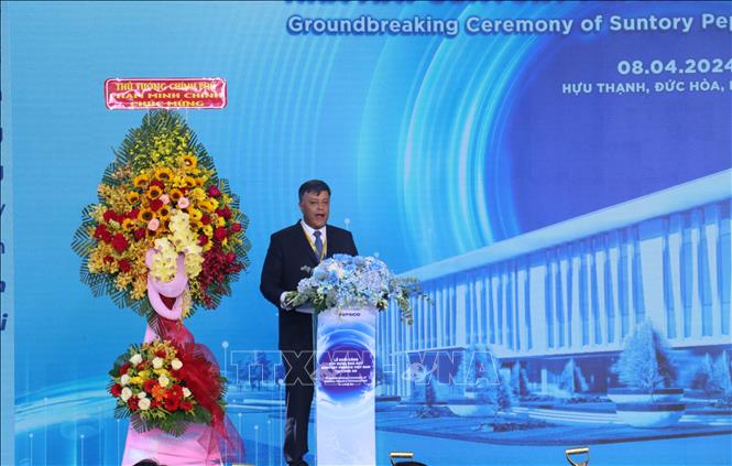 Ông Jahanzeb Khan - Tổng Giám đốc Điều hành Suntory PepsiCo Việt Nam phát biểu tại lễ khởi công. Ảnh: Bùi Giang - TTXVN