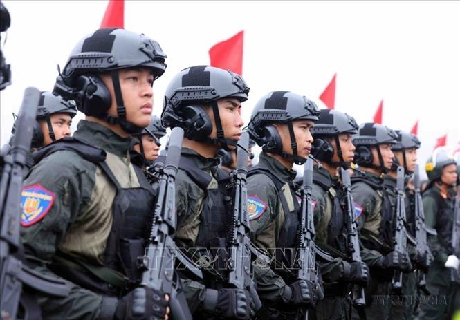 Cán bộ, chiến sĩ CSCĐ tham gia tổng duyệt Lễ kỷ niệm 50 năm ngày truyền thống lực lượng Cảnh sát cơ động (15/4/1974 – 15/4/2024). Ảnh: Phạm Kiên - TTXVN