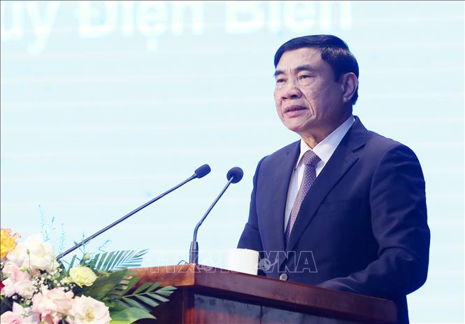 Bí thư Tỉnh ủy Điện Biên Trần Quốc Cường phát biểu chào mừng Hội thảo. Ảnh: Trung Kiên - TTXVN