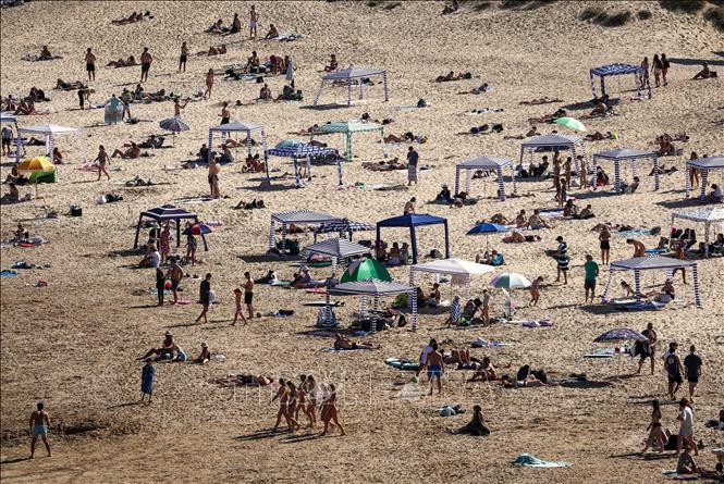 Người dân tránh nóng trên bãi biển ở Sydney, Australia. Ảnh: AFP/TTXVN