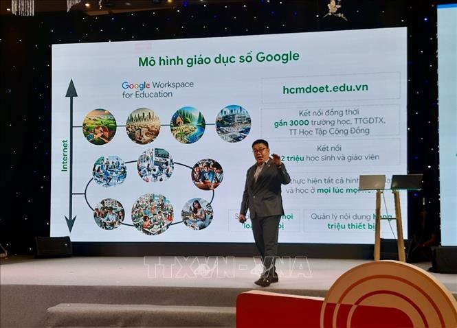 Google for Education cung cấp các giải pháp công nghệ trong giáo dục. Ảnh: Thu Hoài - TTXVN