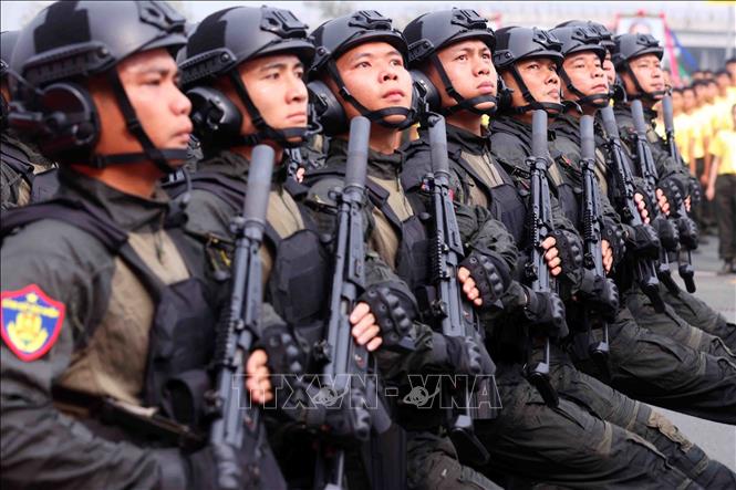 Lực lượng Cảnh sát cơ động tham gia diễu binh. Ảnh: Phạm Kiên - TTXVN