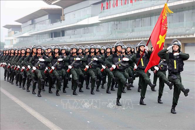 Khối Cảnh sát cơ động tham gia diễu binh. Ảnh: Phạm Kiên - TTXVN