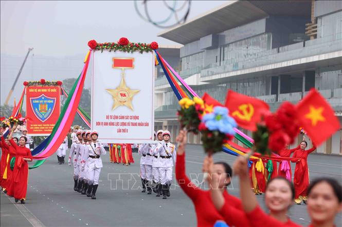 Lễ diễu binh, diễu hành các khối của lực lượng Cảnh sát cơ động. Ảnh: Phạm Kiên - TTXVN