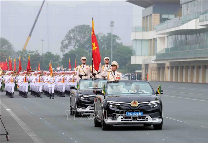 Lễ diễu binh, diễu hành các khối của lực lượng Cảnh sát cơ động. Ảnh: Phạm Kiên - TTXVN