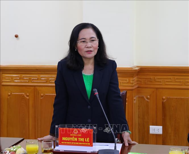 Phó Bí thư Thành ủy, Chủ tịch HĐND thành phố Hồ Chí Minh Nguyễn Thị Lệ phát biểu tại buổi làm việc. Ảnh: Phan Quân - TTXVN