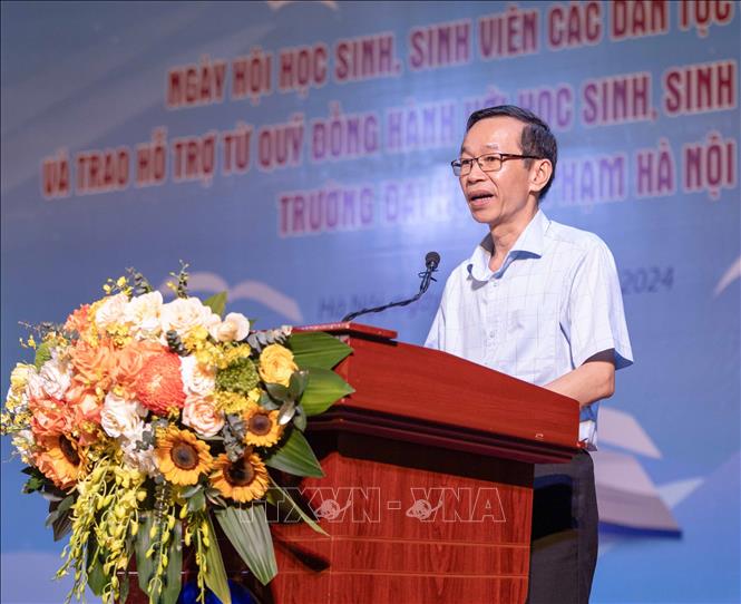 GS.TS Nguyễn Văn Minh, Hiệu trưởng Trường Đại học Sư phạm Hà Nội phát biểu. Ảnh: Trần Đức Minh/TTXVN phát