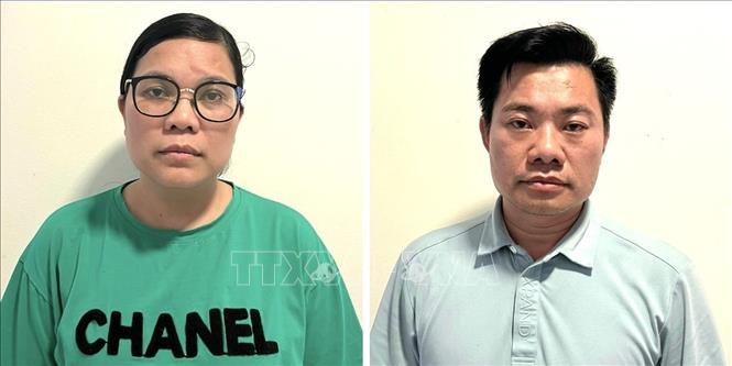Đối tượng Nguyễn Thị Khuyên và Văn Đình Toàn. Ảnh TTXVN phát