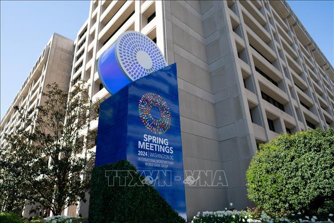 Trụ sở Quỹ Tiền tệ quốc tế (IMF) tại Washington DC., ngày 16/4/2024. Ảnh: THX/TTXVN