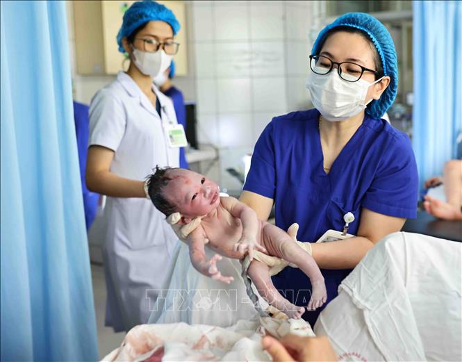 Bác sĩ Dương Thị Trà Giang thực hiện các ca đỡ đẻ thường thành công mang lại niềm vui, hạnh phúc cho nhiều gia đình. Ảnh: Minh Đức – TTXVN