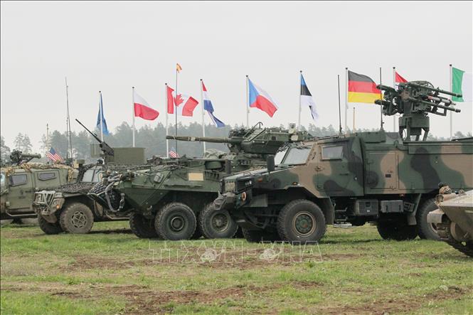 Các lực lượng tham gia cuộc tập trận Saber Strike 2024 của NATO tại Orzysz, miền Bắc Ba Lan ngày 22/4/2024. Ảnh: PAP/TTXVN