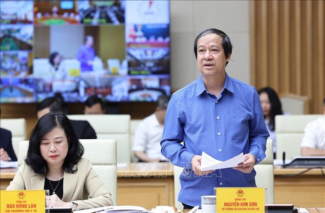 Bộ trưởng Bộ Giáo dục và Đào tạo Nguyễn Kim Sơn phát biểu. Ảnh: Dương Giang-TTXVN
