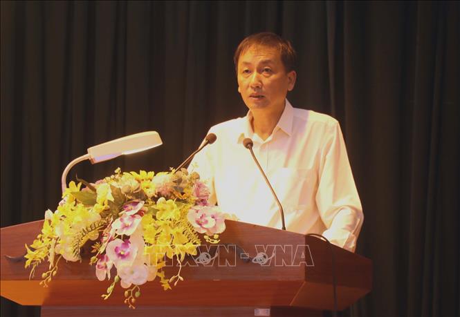 Phó Chủ tịch UBND tỉnh Hưng Yên Nguyễn Hùng Nam phát biểu tại buổi tiếp xúc cử tri huyện Yên Mỹ. Ảnh: Mai Ngoan-TTXVN