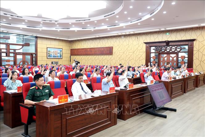 Các đại biểu biểu quyết thông qua các Nghị quyết. Ảnh: Mạnh Tú - TTXVN