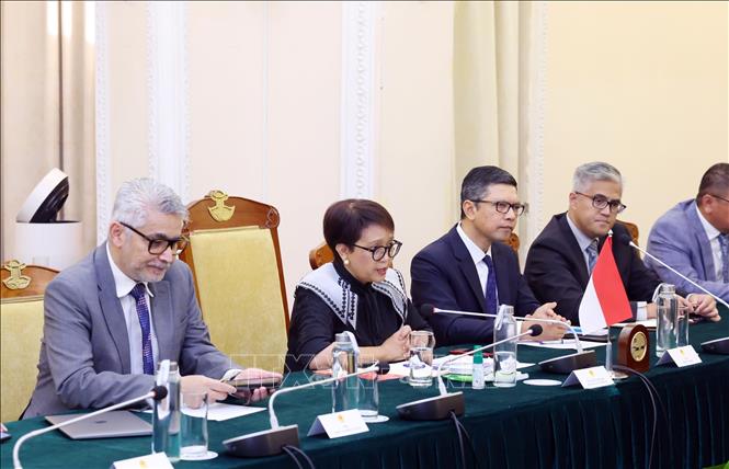 Indonesian Minister of Foreign Affairs Retno Marsudi speaks at the meeting. VNA Photo: Phạm Kiên 