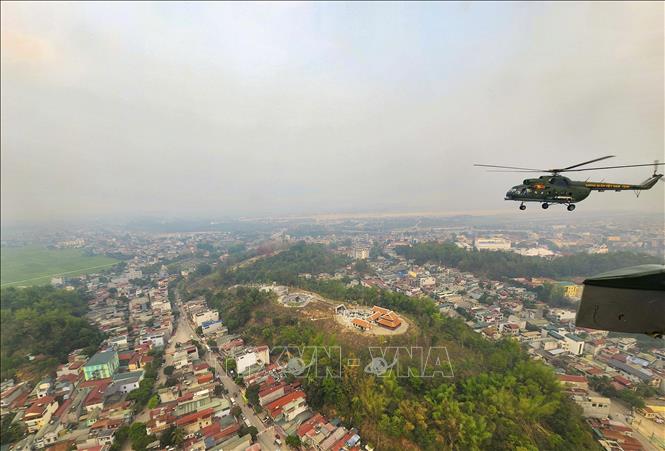 A view of Dien Bien Phu City from the helicopter. VNA Photo: Xuân Tư 