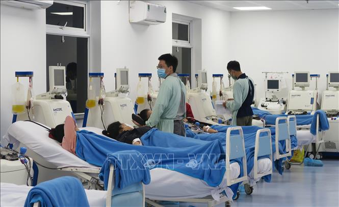 Khu vực hiến tiểu cầu của Trung tâm Truyền máu - Bệnh viện Chợ Rẫy Thành phố Hồ Chí Minh sau cải tạo, sửa chữa. Ảnh: Đinh Hằng - TTXVN