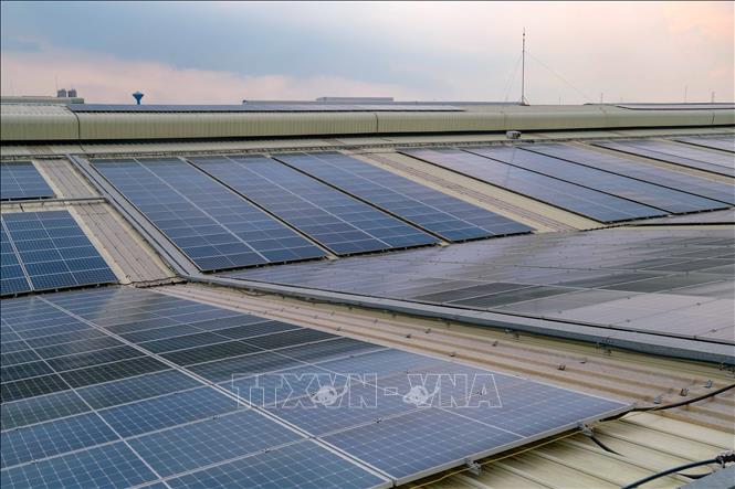 Solar batteries installed to serve production of a factory at Vinh Loc 2 IP in Long An province. VNA Photo