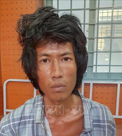 Đối tượng Võ Chí Cường tại cơ quan công an. Ảnh: TTXVN phát