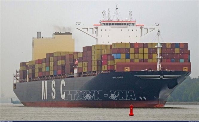 Tàu chở container MCS Aries. Ảnh: IRNA/TTXVN