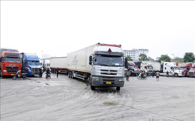 Trade activities at the Kim Thanh International Border Gate. VNA Photo: Quốc Khánh 