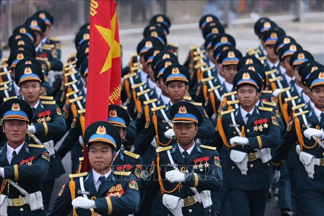 Khối sĩ quan Phòng không-Không quân diễu binh. Ảnh: Tuấn Anh - TTXVN