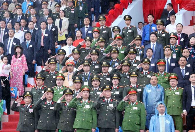 Các đại biểu dự lễ kỷ niệm 70 năm Chiến thắng Điện Biên Phủ. Ảnh: Lâm Khánh - TTXVN